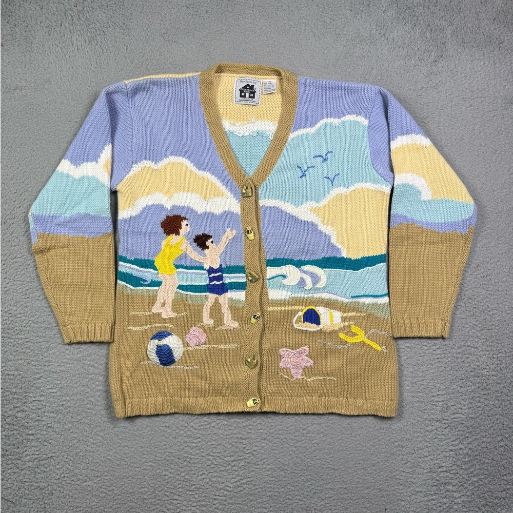 Storybook Knits beach ocean nature cardigan knit‎ sweater - Picture 2 of 4